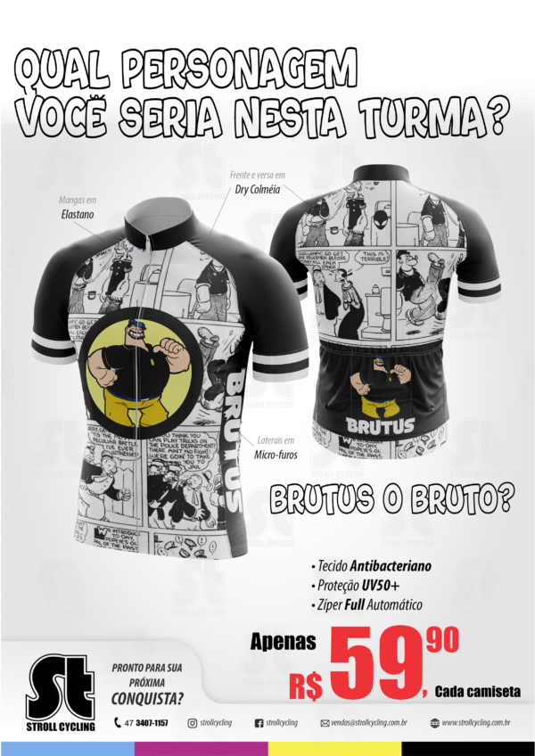 Camiseta Ciclismo Masculina Turma do Popeye